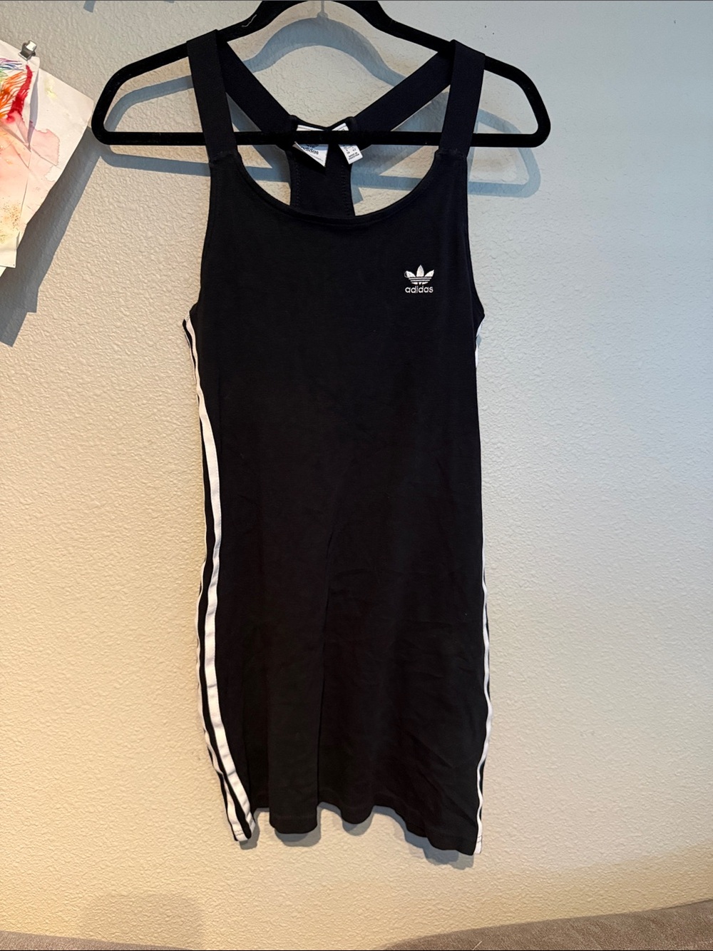 adidas Black Tank Dress with White Side Stripes